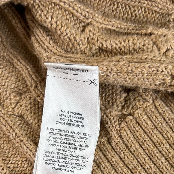 Polo Ralph Lauren Cable Knit Cotton Quarter Zip Sweater Tan Size XL - Picture 5 of 11